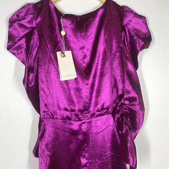 For Love & Lemons Bowie Metallic Dress Satin Cutout Magenta NWT S - Picture 9 of 13